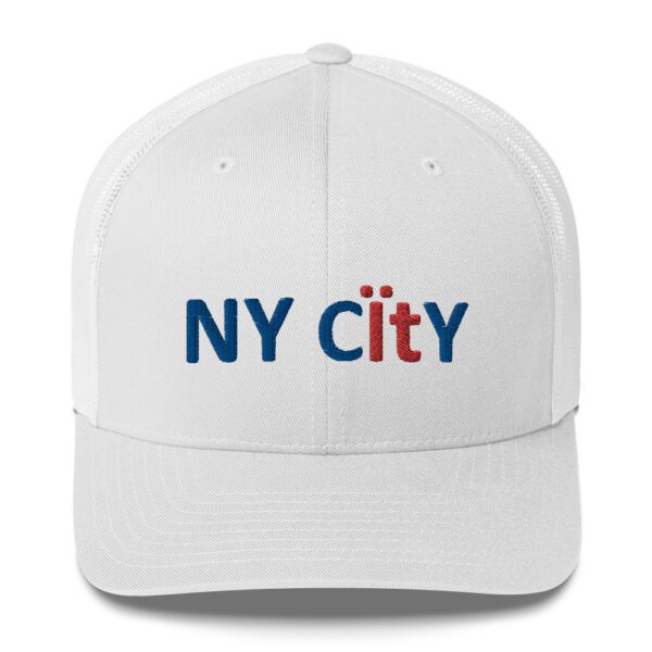 White baseball cap with "NY city" logo.