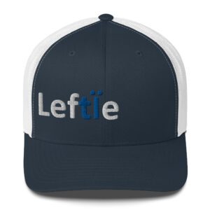 Blue and white "Leftie" embroidered hat.