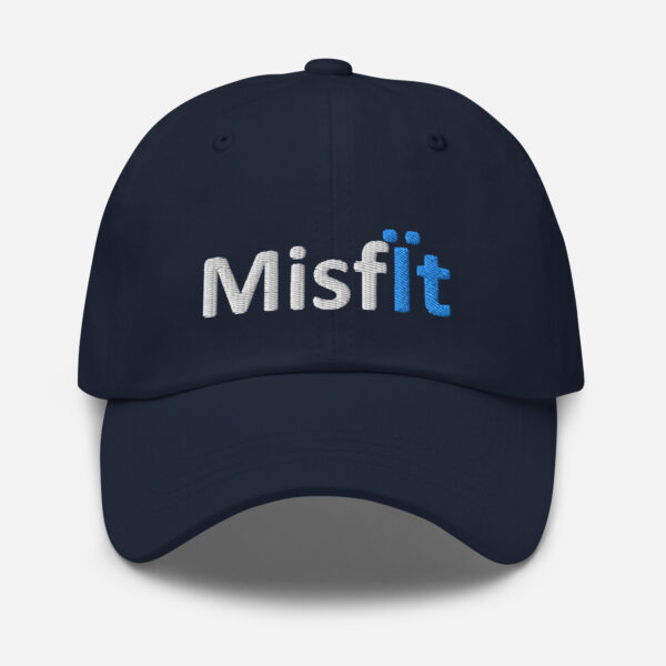 Blue and white "Misfit" embroidered hat.