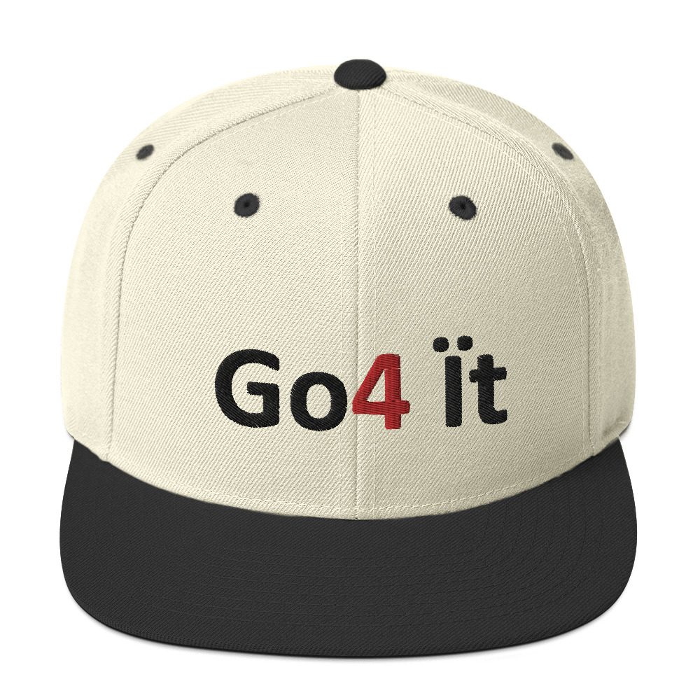 Cap with "Go4 it" embroidered text.