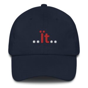 Black cap with "it" text design.