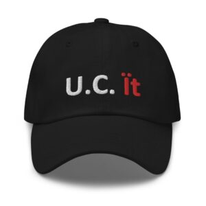 Black cap with "U.C. it" text.