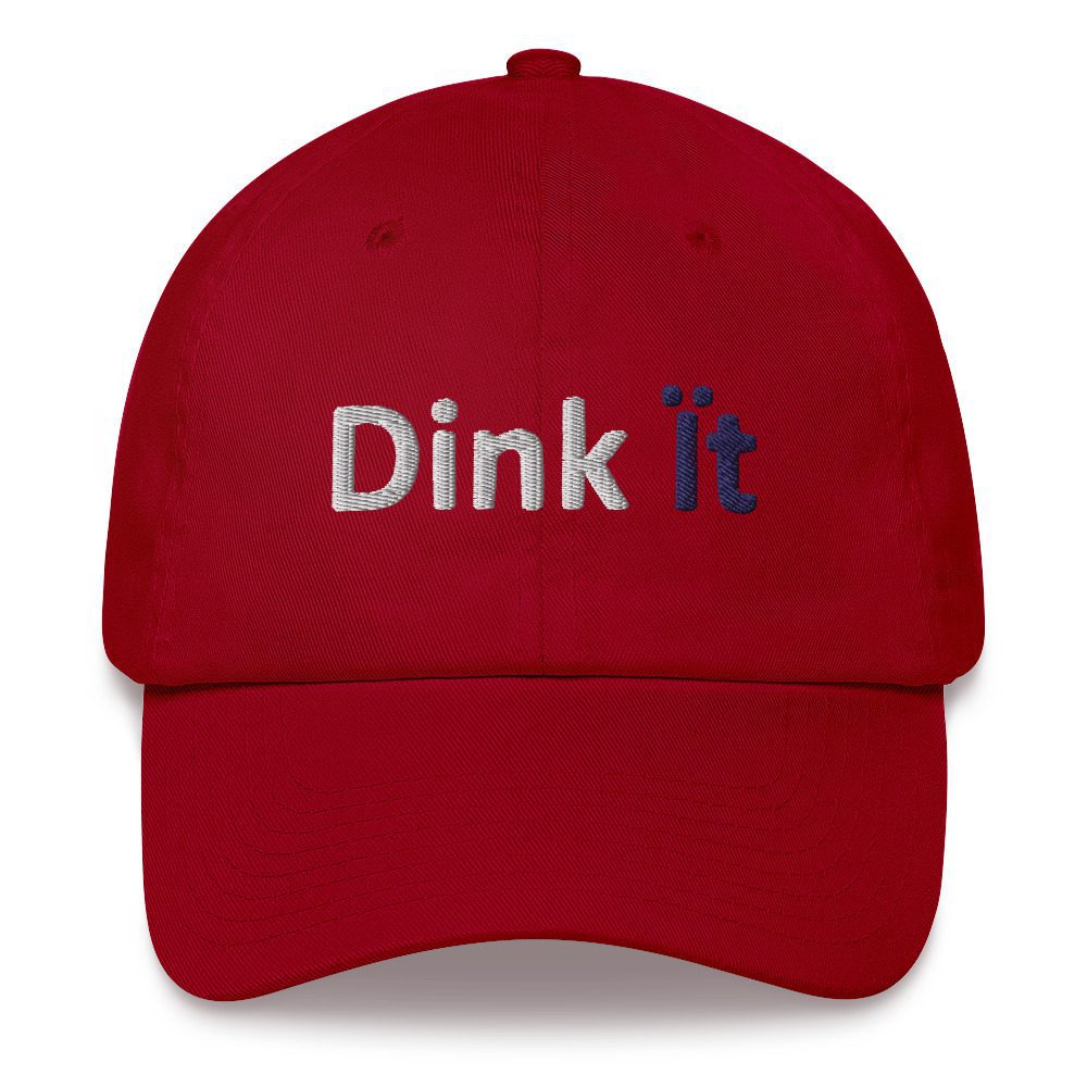 Red cap with "Dink it" embroidered text.