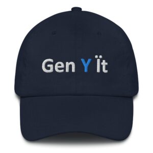 Navy cap with "Gen Yït" text.