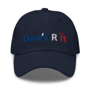 Navy blue cap with embroidered text.