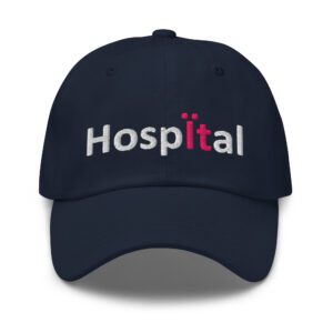 Navy cap with "Hospital" embroidered text.