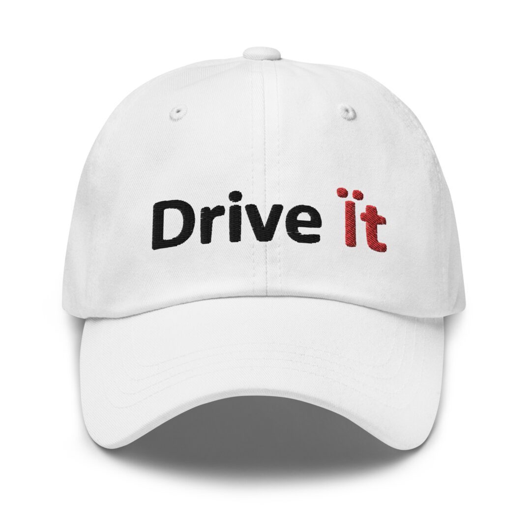 White cap with "Drive It" text.