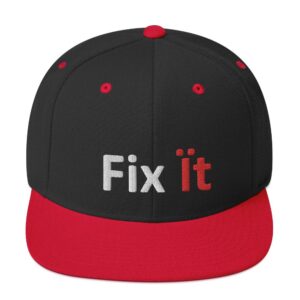 Black and red cap with "Fix It".