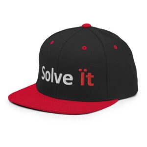 Black and red cap, "Solve it" text.