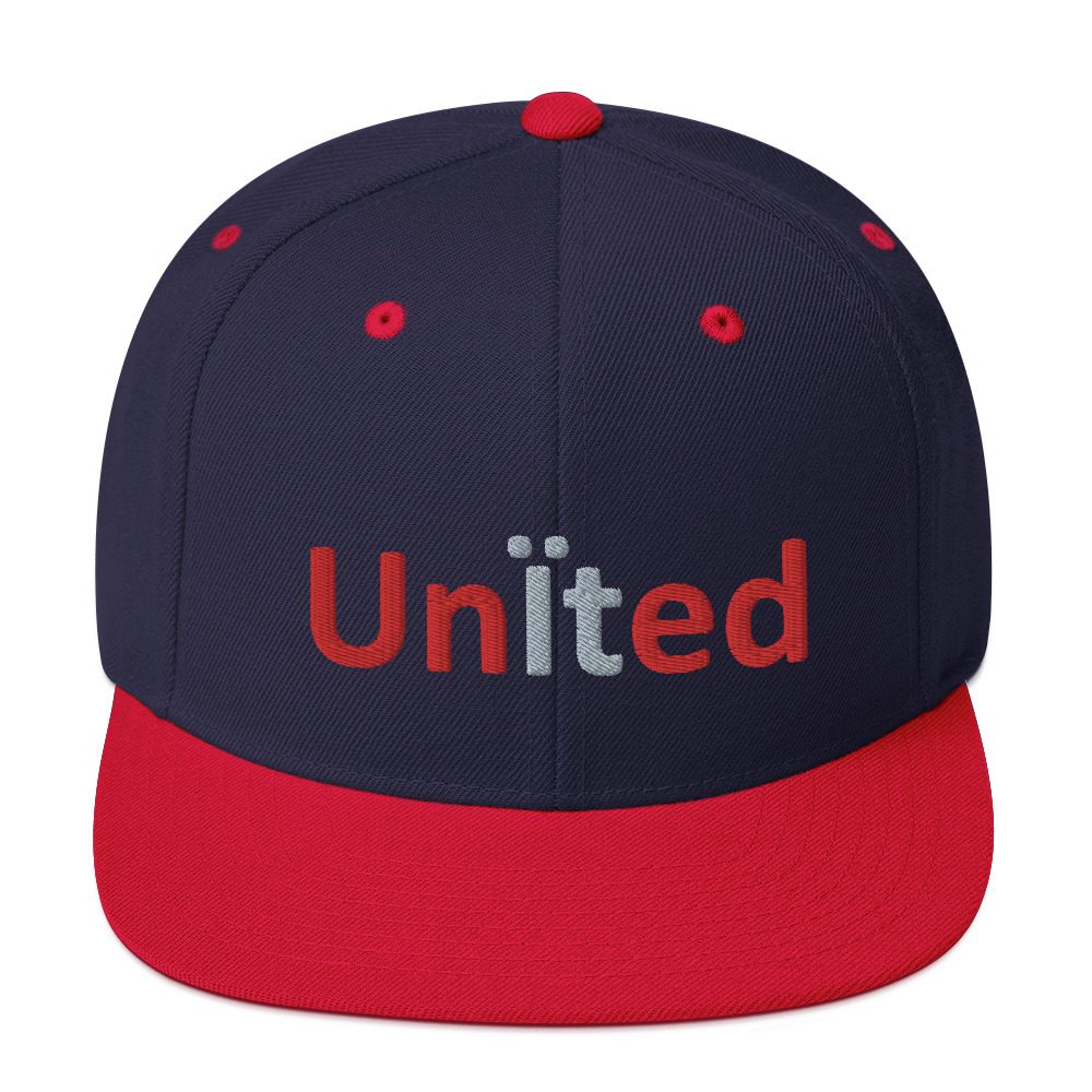 Navy and red cap with "United" text.