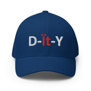 Blue cap with "D-it-Y" embroidered.