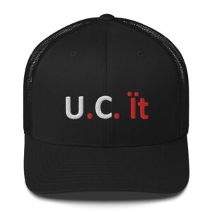Black cap with "U.C. It" text.