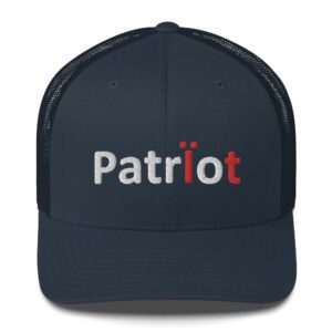 Cap with "Patriot" text design.