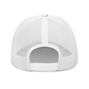 White mesh trucker cap, back view.