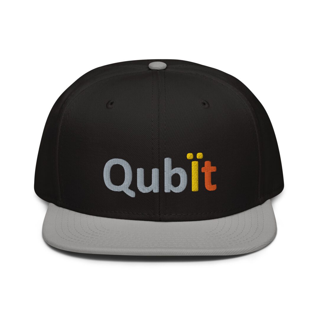 Black cap with "Qubit" embroidered logo.