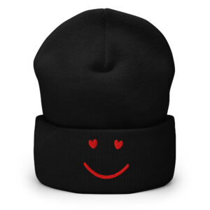 Hearts Smiley Face - Holiday Collection Cuffed Beanie